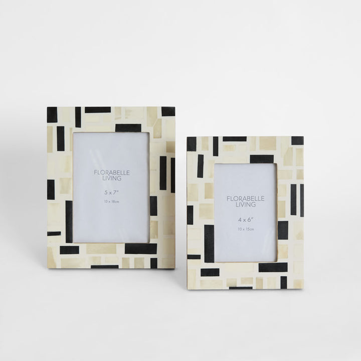 Cubo Bone Inlay 4 x 6" Photo Frame White & Black