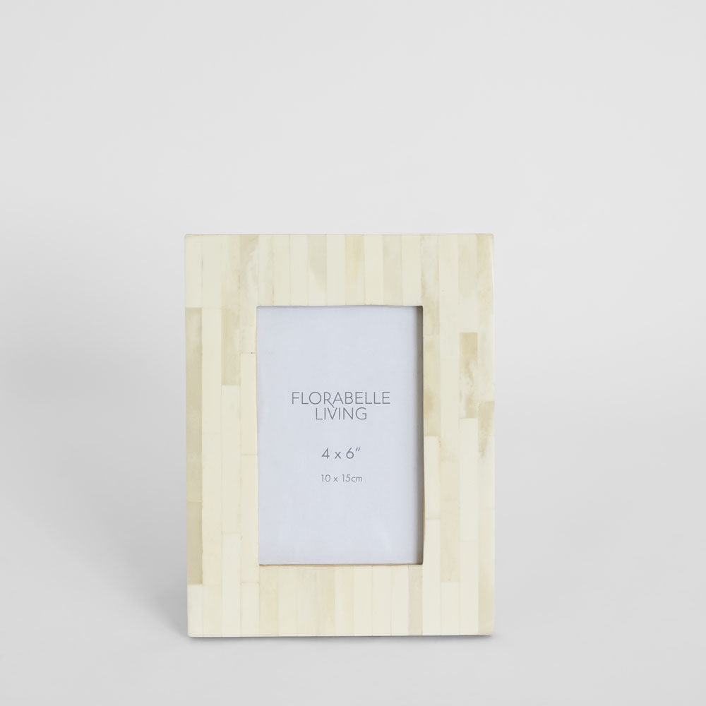 Nira Bone Inlay 4 x 6" Photo Frame White