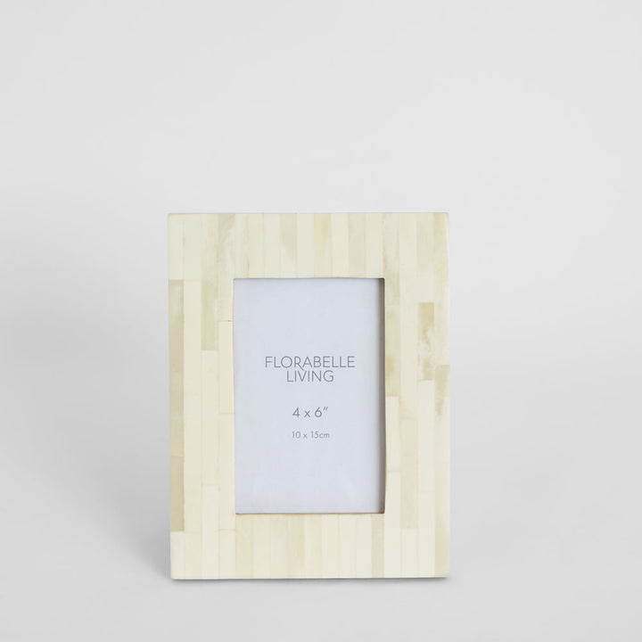 Nira Bone Inlay 4 x 6" Photo Frame White