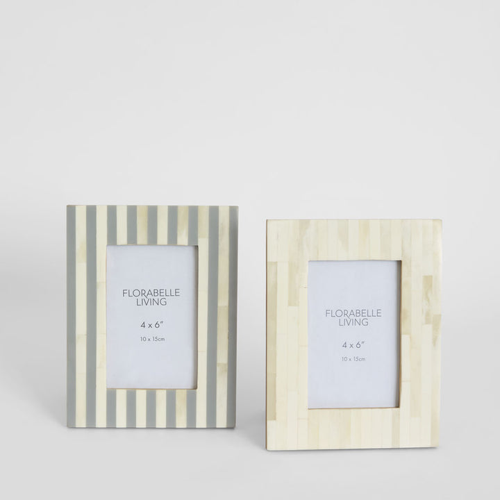 Nira Bone Inlay 4 x 6" Photo Frame White