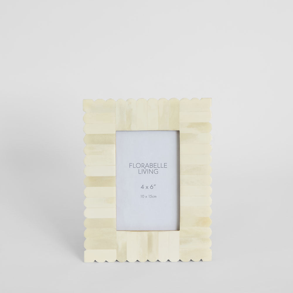 Rhea Bone Inlay 4 x 6" Photo Frame White