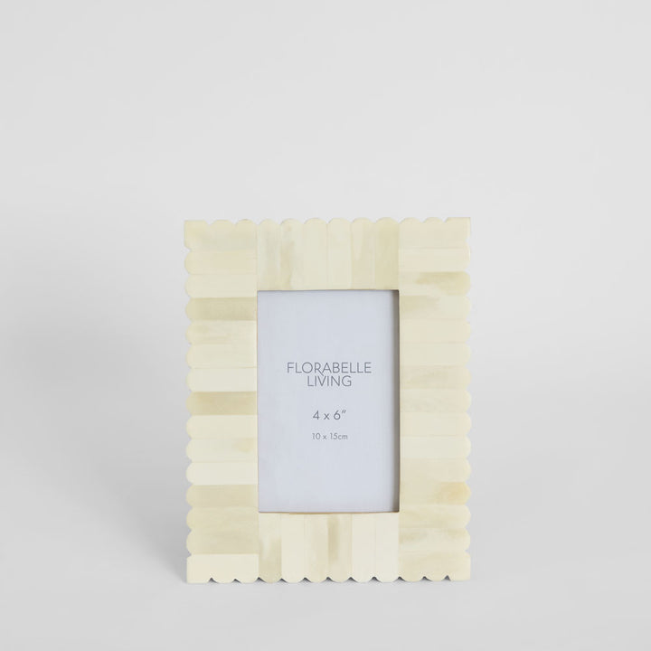 Rhea Bone Inlay 4 x 6" Photo Frame White