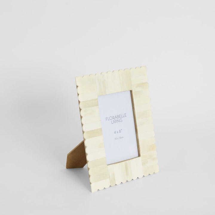 Rhea Bone Inlay 4 x 6" Photo Frame White