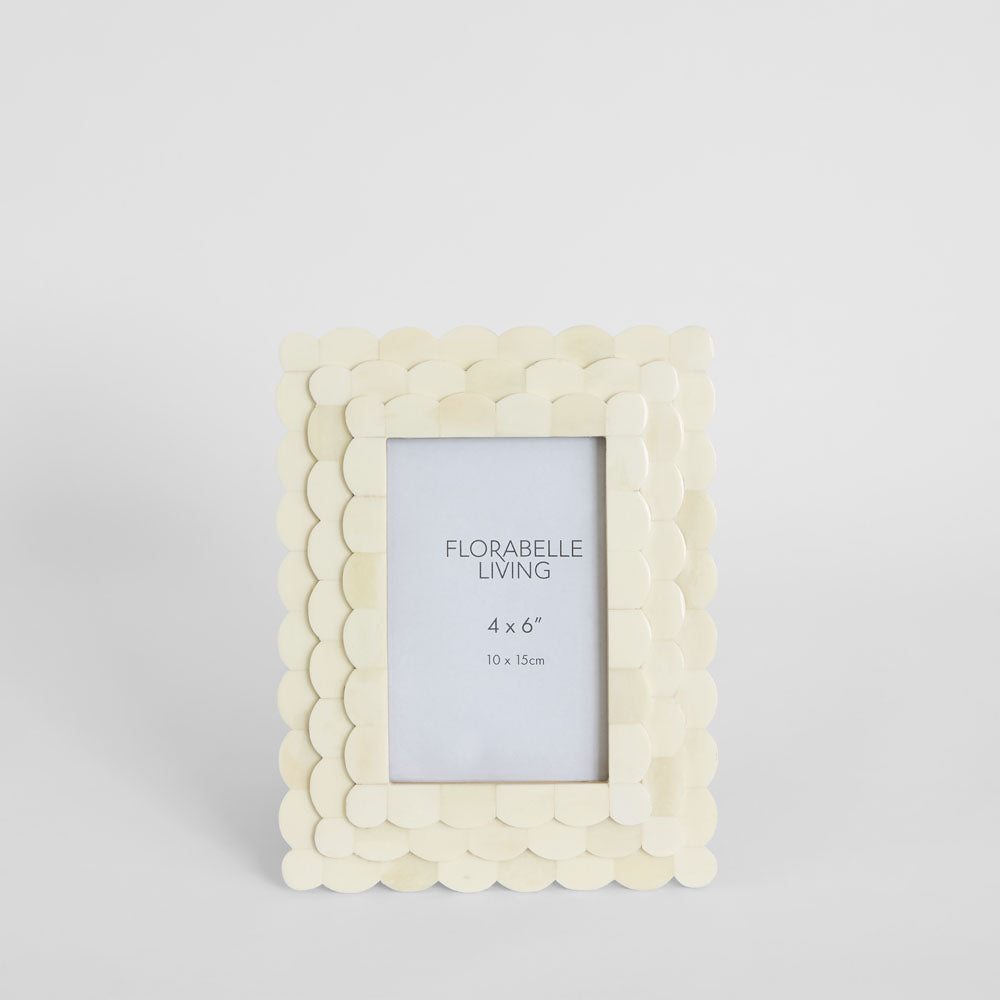 Weva Bone Inlay 4 x 6" Photo Frame White