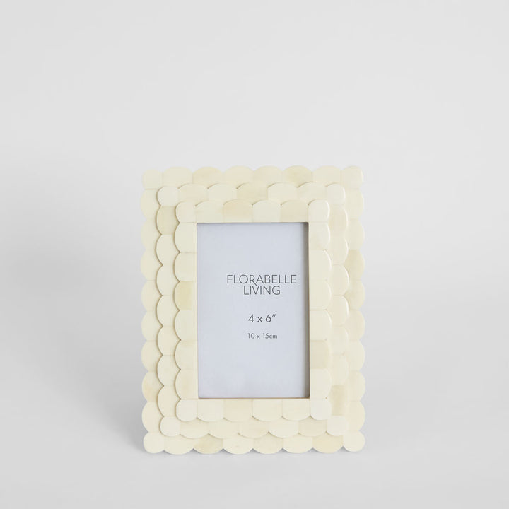 Weva Bone Inlay 4 x 6" Photo Frame White