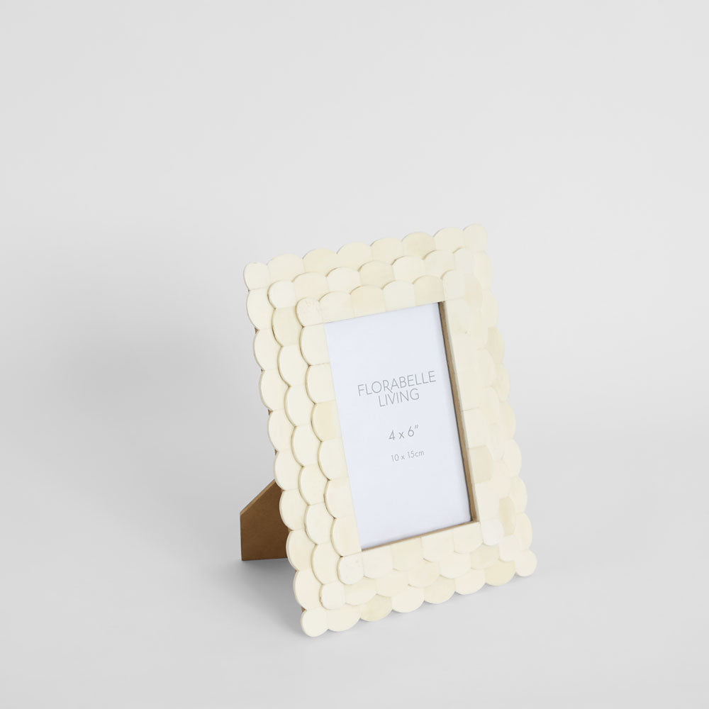Weva Bone Inlay 4 x 6" Photo Frame White