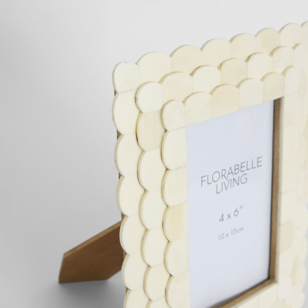 Weva Bone Inlay 4 x 6" Photo Frame White
