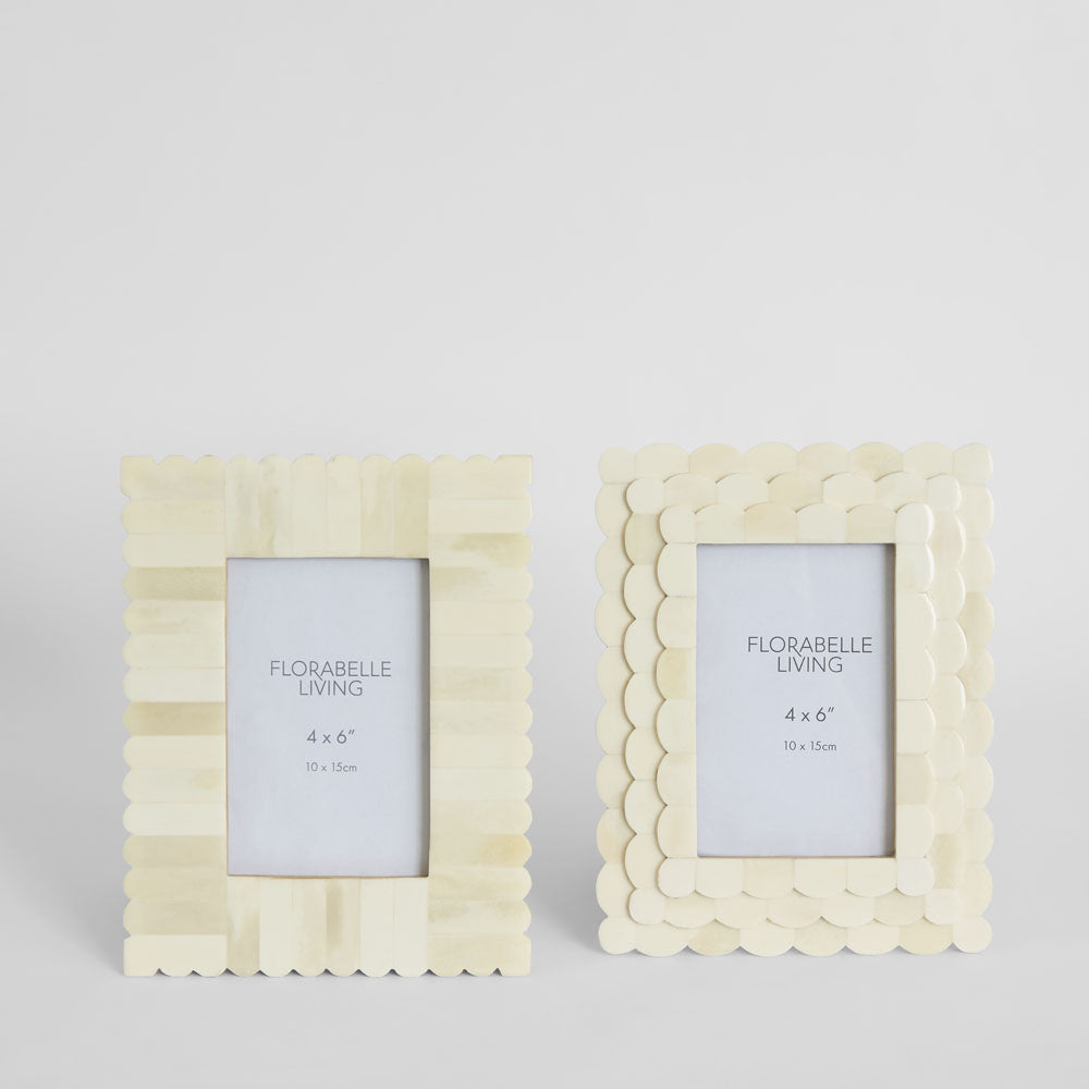 Weva Bone Inlay 4 x 6" Photo Frame White