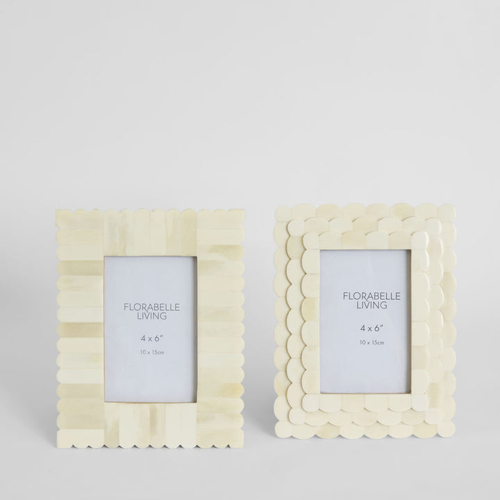 Weva Bone Inlay 4 x 6" Photo Frame White