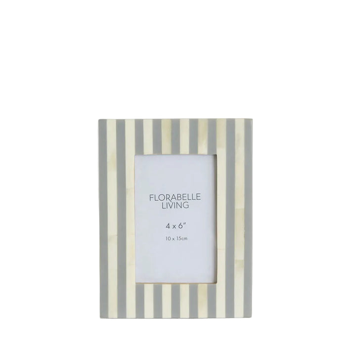 Lira Bone Inlay 4 x 6" Photo Frame Grey & White