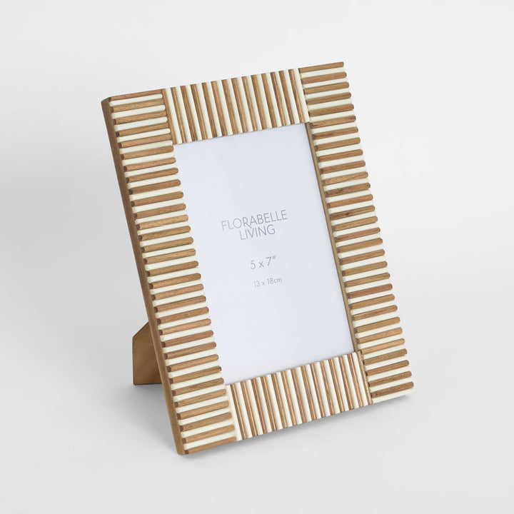 Oran Bone Inlay 5 x 7" Photo Frame Brown & White