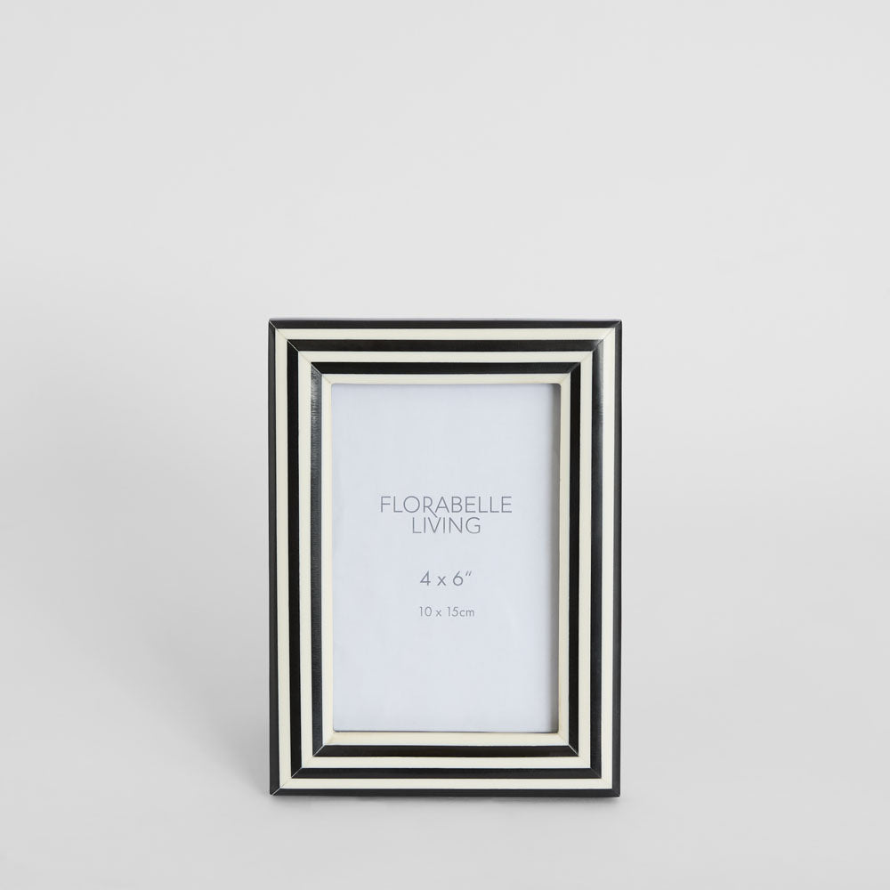 Aaro Bone Inlay 4 x 6" Photo Frame Black & White