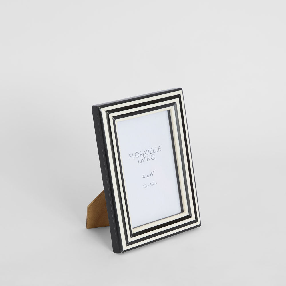 Aaro Bone Inlay 4 x 6" Photo Frame Black & White