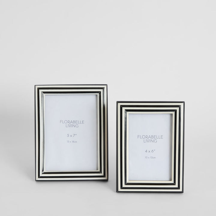 Aaro Bone Inlay 4 x 6" Photo Frame Black & White