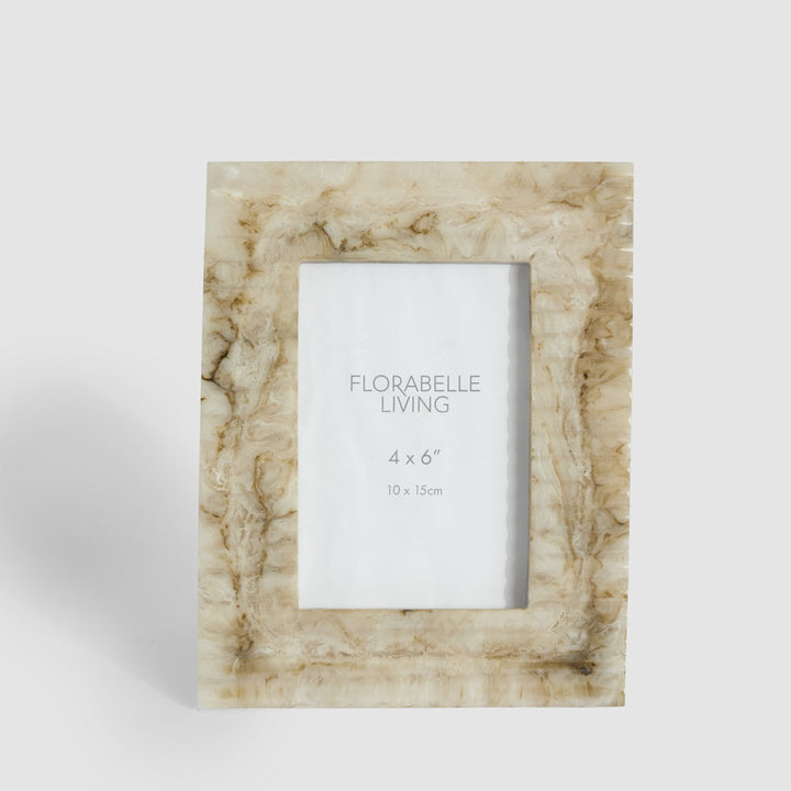 Mist 4 x 6" Ribbed Resin Photo Frame Beige