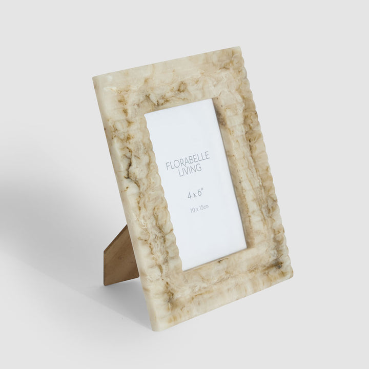 Mist 4 x 6" Ribbed Resin Photo Frame Beige