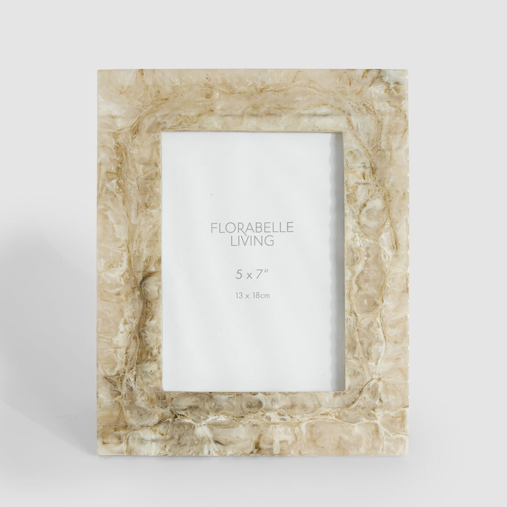Mist 5 x 7" Ribbed Resin Photo Frame Beige