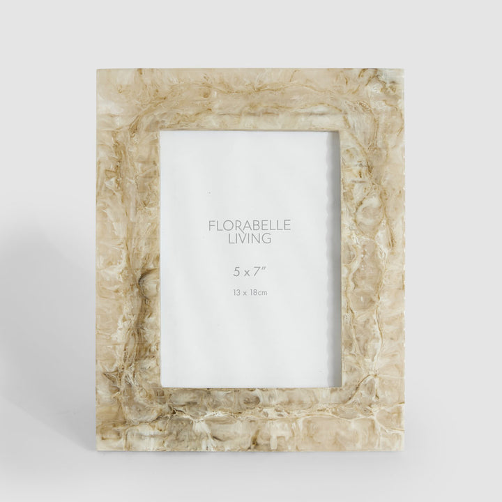 Mist 5 x 7" Ribbed Resin Photo Frame Beige