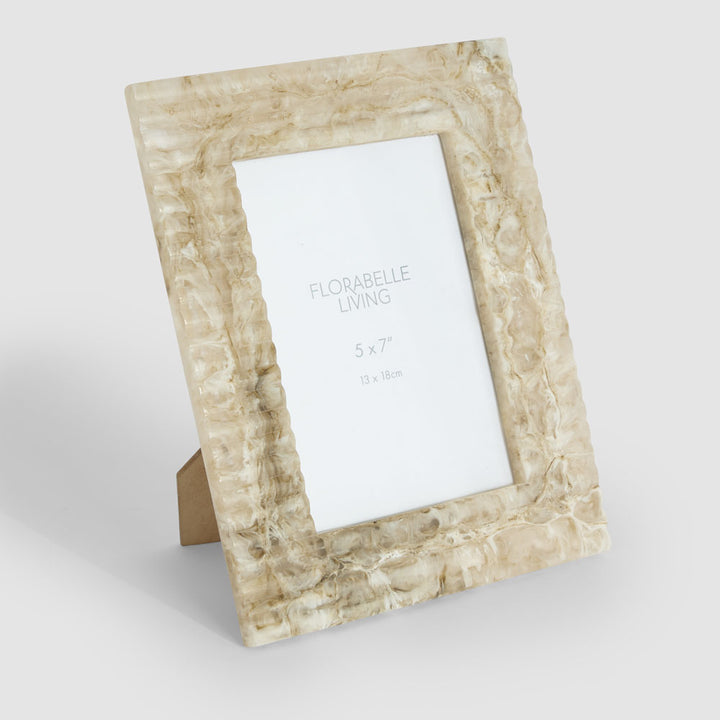 Mist 5 x 7" Ribbed Resin Photo Frame Beige