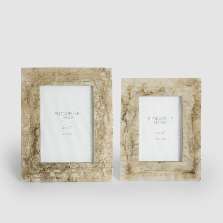 Mist 5 x 7" Ribbed Resin Photo Frame Beige