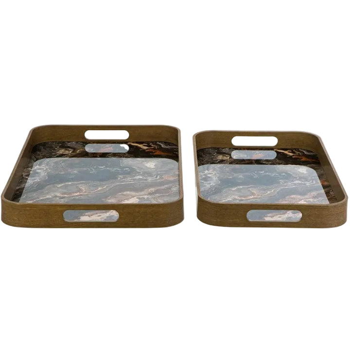 Granite Glass Tray Set of 2