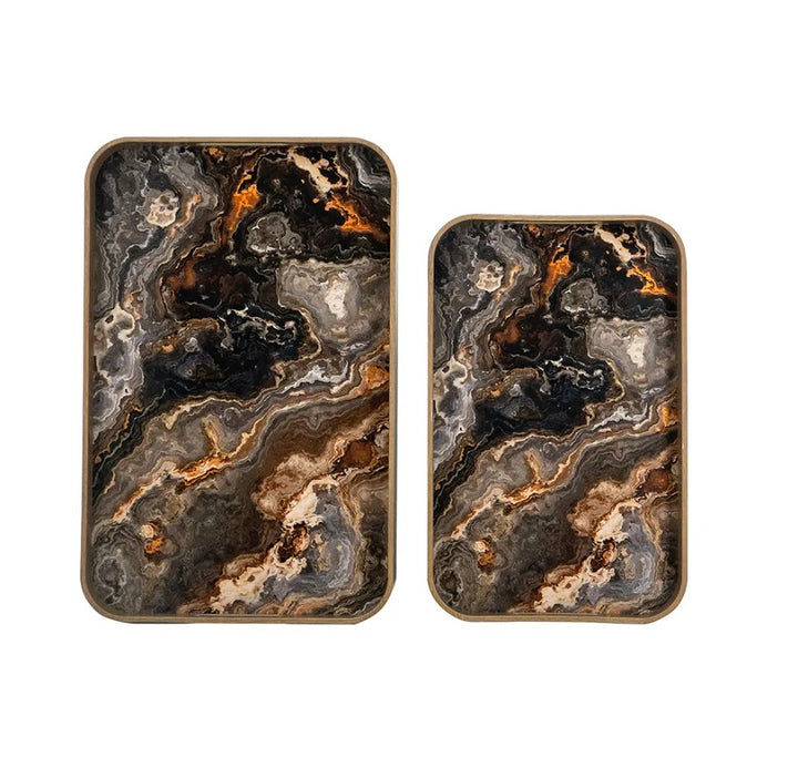 Granite Glass Tray Set of 2