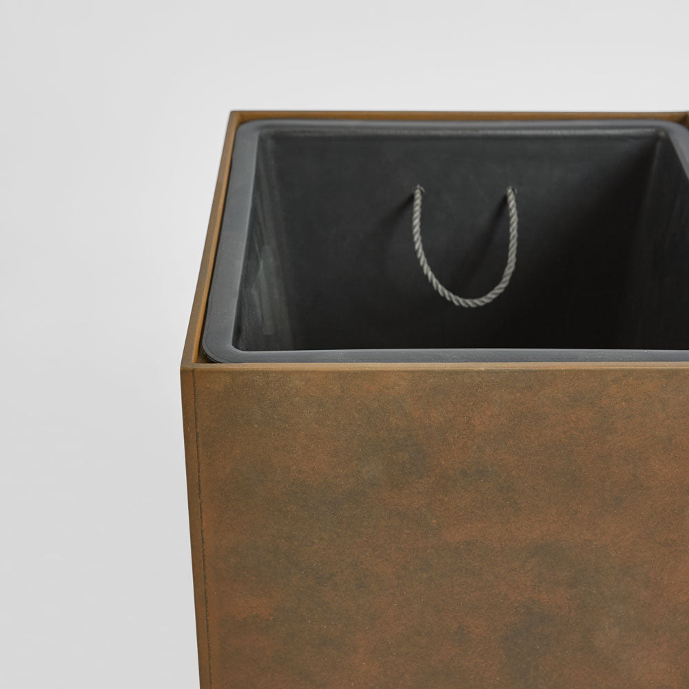 Odile Fiber Cement Planter with Wheels Rust