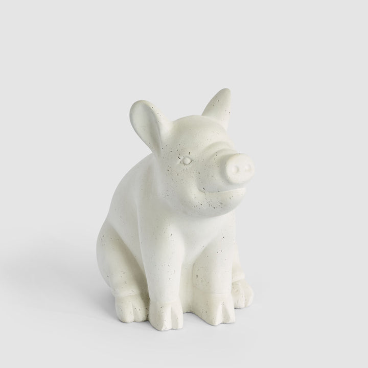 Kevin Concrete Lava Sitting Pig White