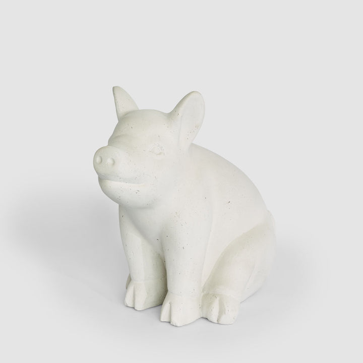 Kevin Concrete Lava Sitting Pig White
