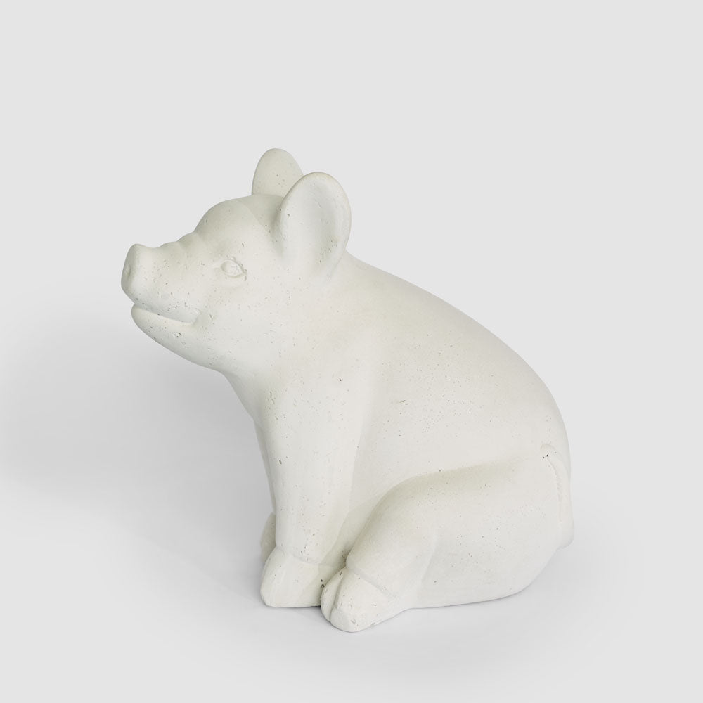 Kevin Concrete Lava Sitting Pig White