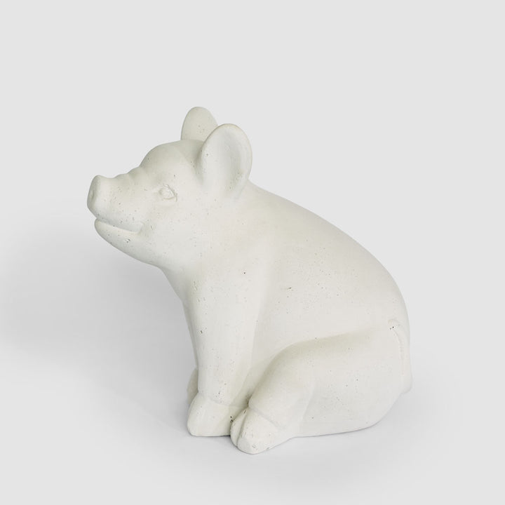 Kevin Concrete Lava Sitting Pig White
