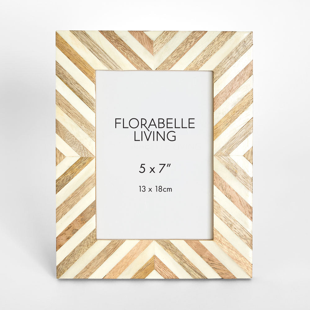 Tova Bone Inlay 5 x 7 " Photo Frame Natural & White