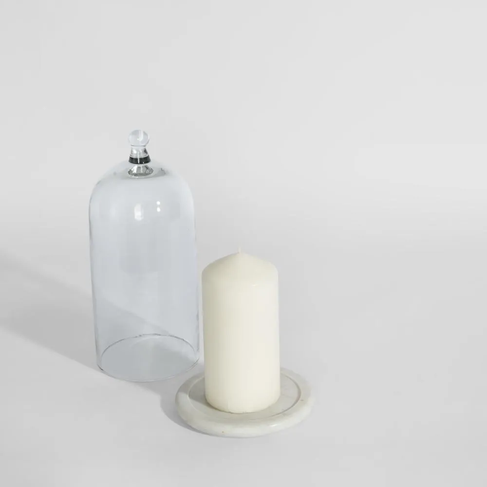 Franche Candle Cloche Marble White