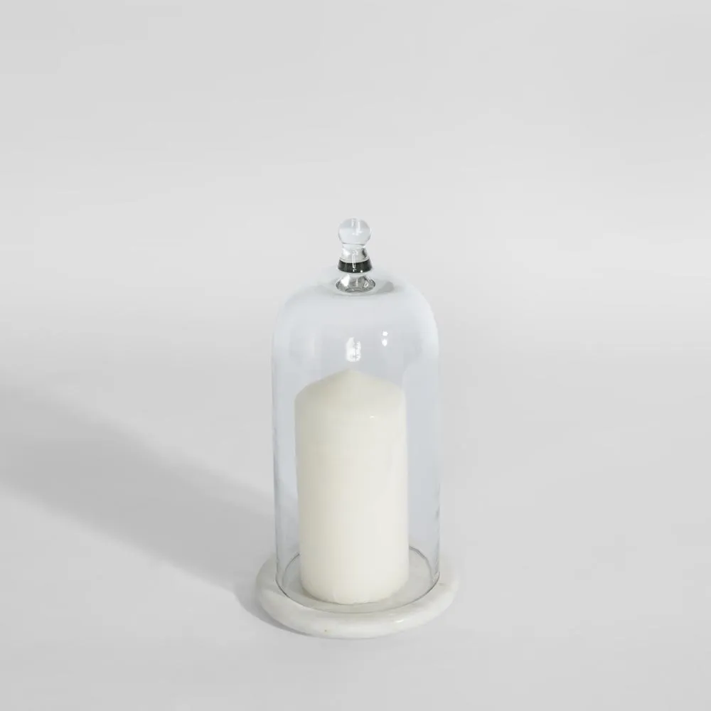 Franche Candle Cloche Marble White