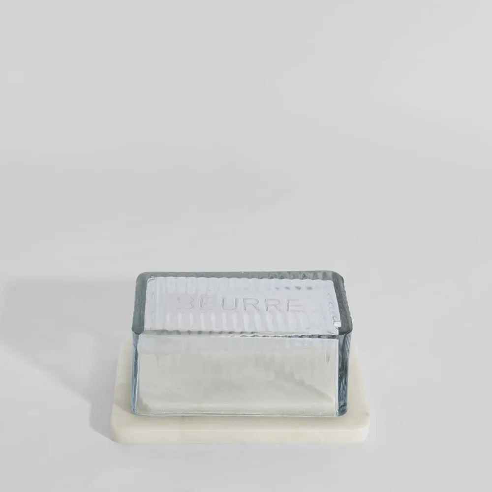 Franche Butter Dish Marble White