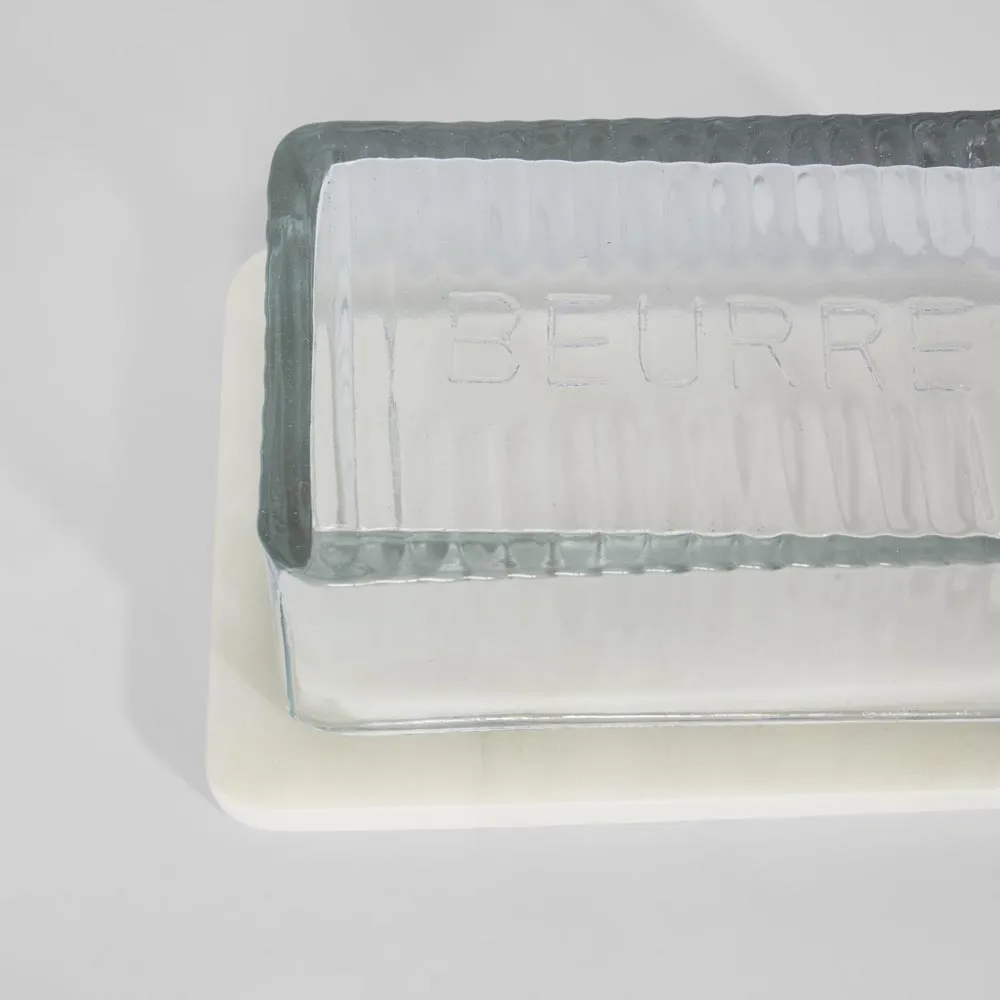 Franche Butter Dish Marble White