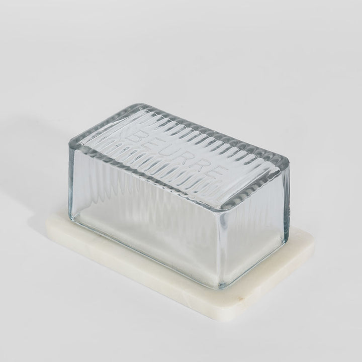 Franche Butter Dish Marble White