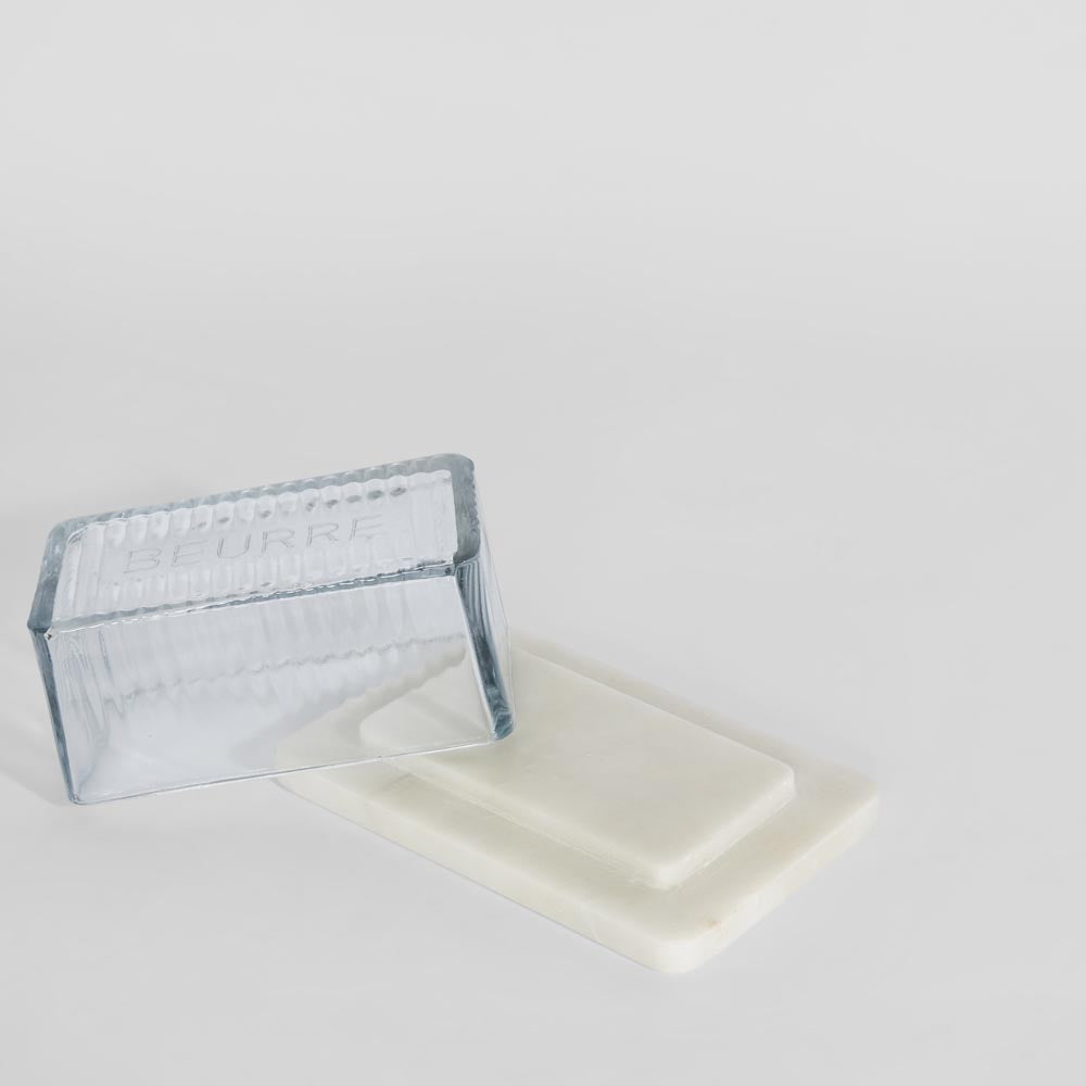 Franche Butter Dish Marble White