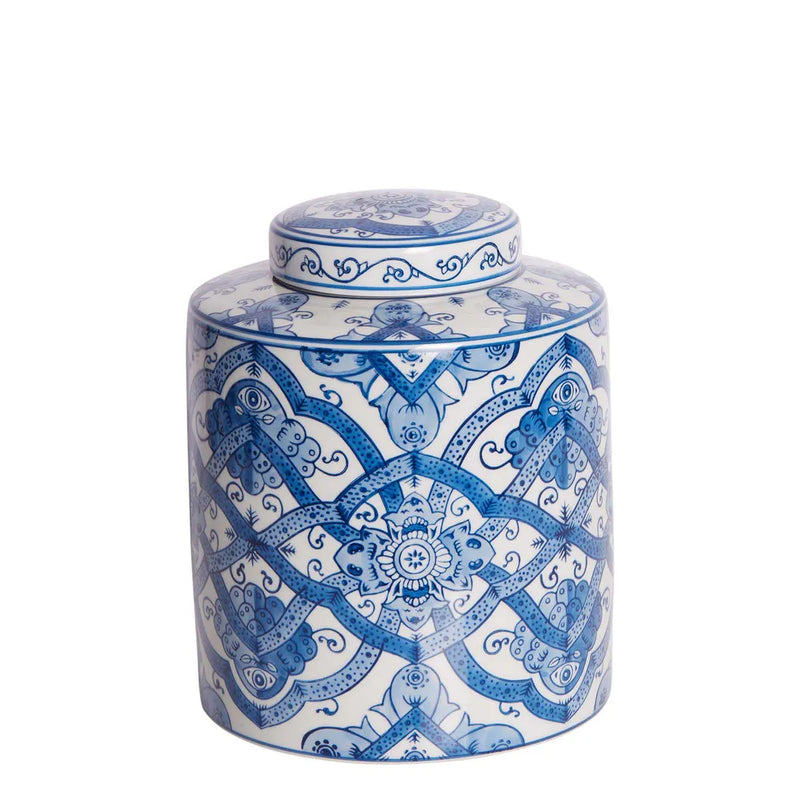 Bungalow Blue & White Porcelain Jar Short Large