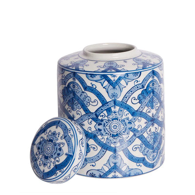 Bungalow Blue & White Porcelain Jar Short Large