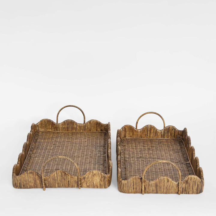 Emma Set of 2 Rattan Scallop Tray Natural