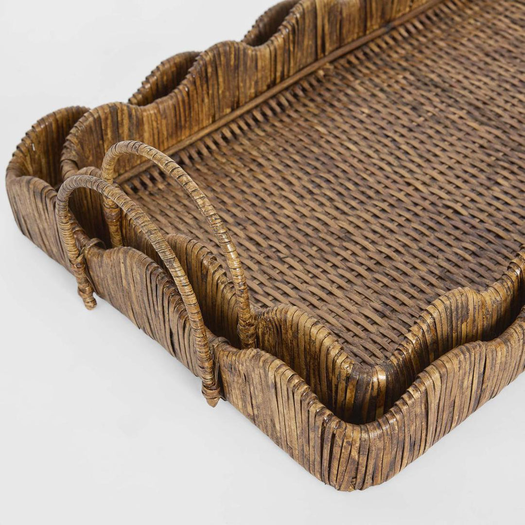 Emma Set of 2 Rattan Scallop Tray Natural