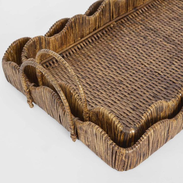 Emma Set of 2 Rattan Scallop Tray Natural