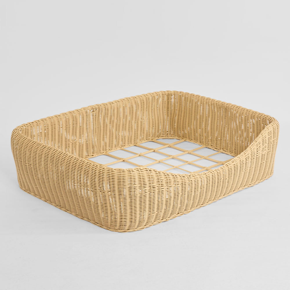 Snuggle Rattan Pet Bed Natural