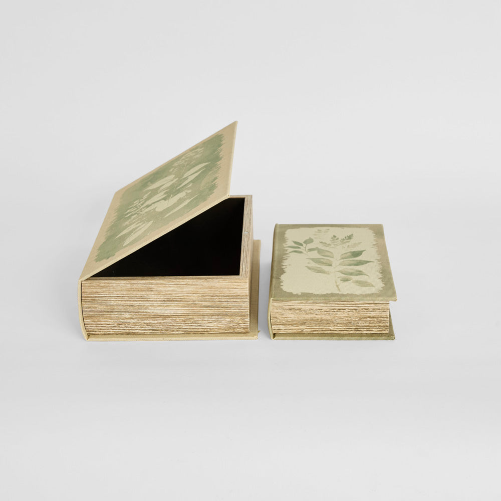 Decorative Book Box Set of Two Light Green