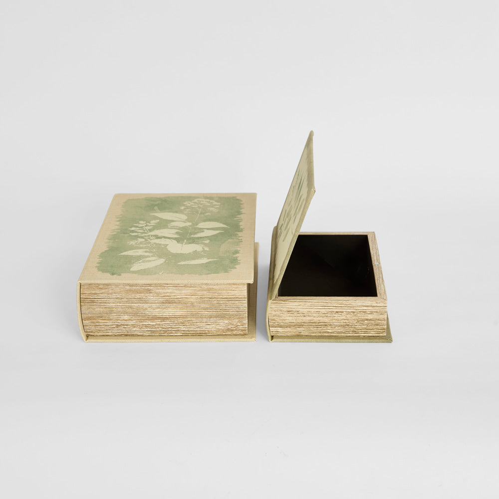 Decorative Book Box Set of Two Light Green