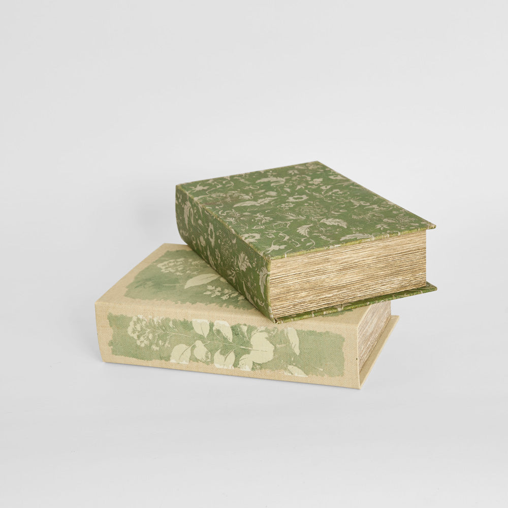 Decorative Book Box Set of Two Light Green