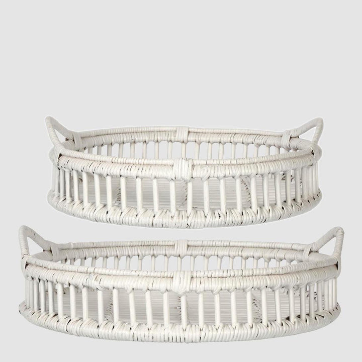 Trays Rattan Set of 2 Bahama White