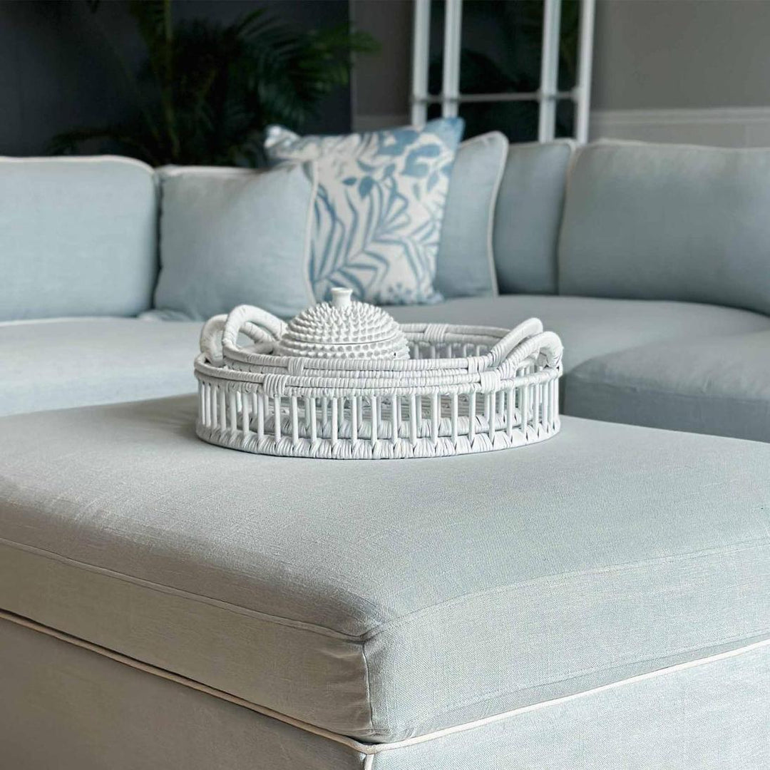 Trays Rattan Set of 2 Bahama White