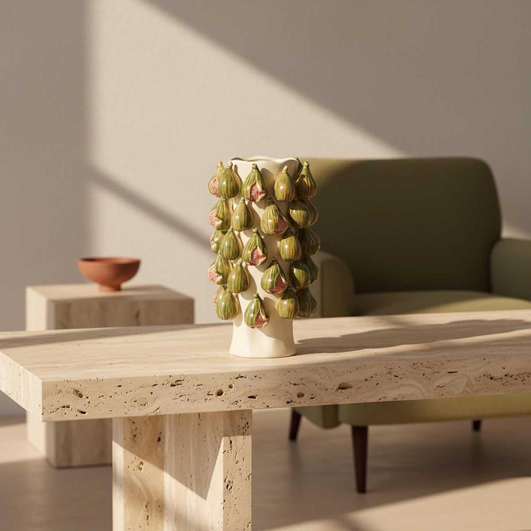 Capri Fig Vase Green & Cream